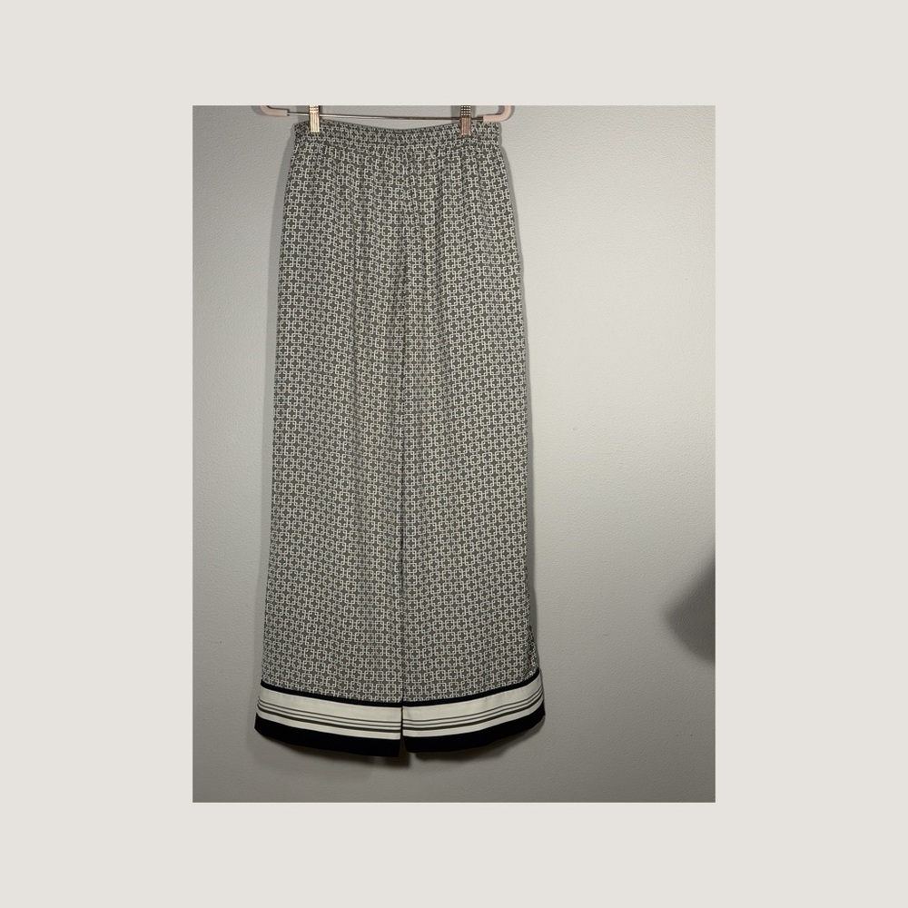 Abercrombie Fitch Drapey Pull On Wide Leg Pants S Geo Print Contrast Hem - Picture 2 of 5